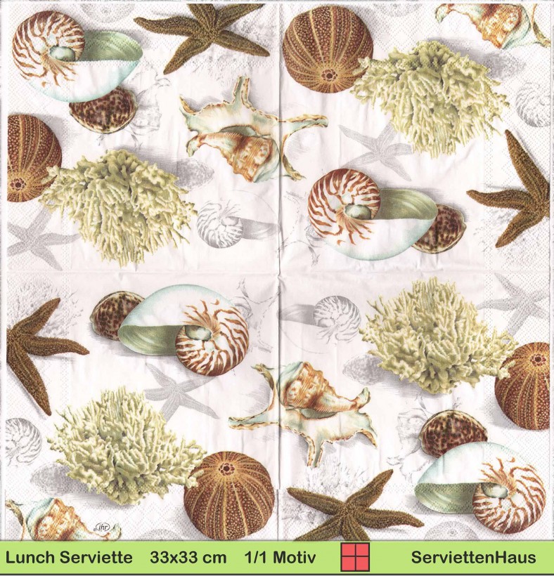 Seesterne Muscheln und Korallen - 1 Lunch Serviette
